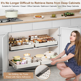Adjustable length and width fit various cabinet sizes.
