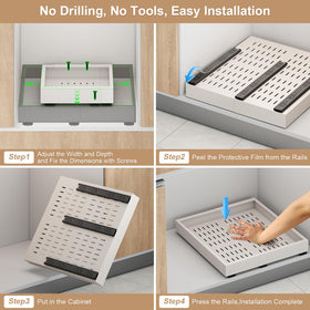Fokyfok cabinet organizer for cabinets without lip fits deep storage needs.