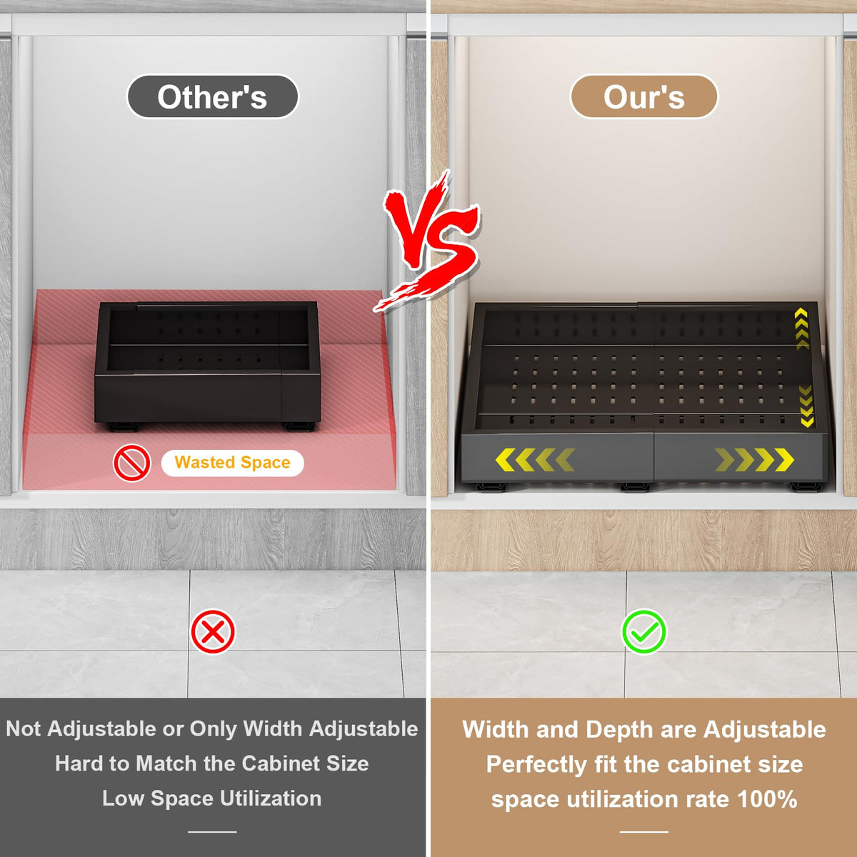 Fokyfok deep cabinet slide-out helps reach items at the back of shelves.