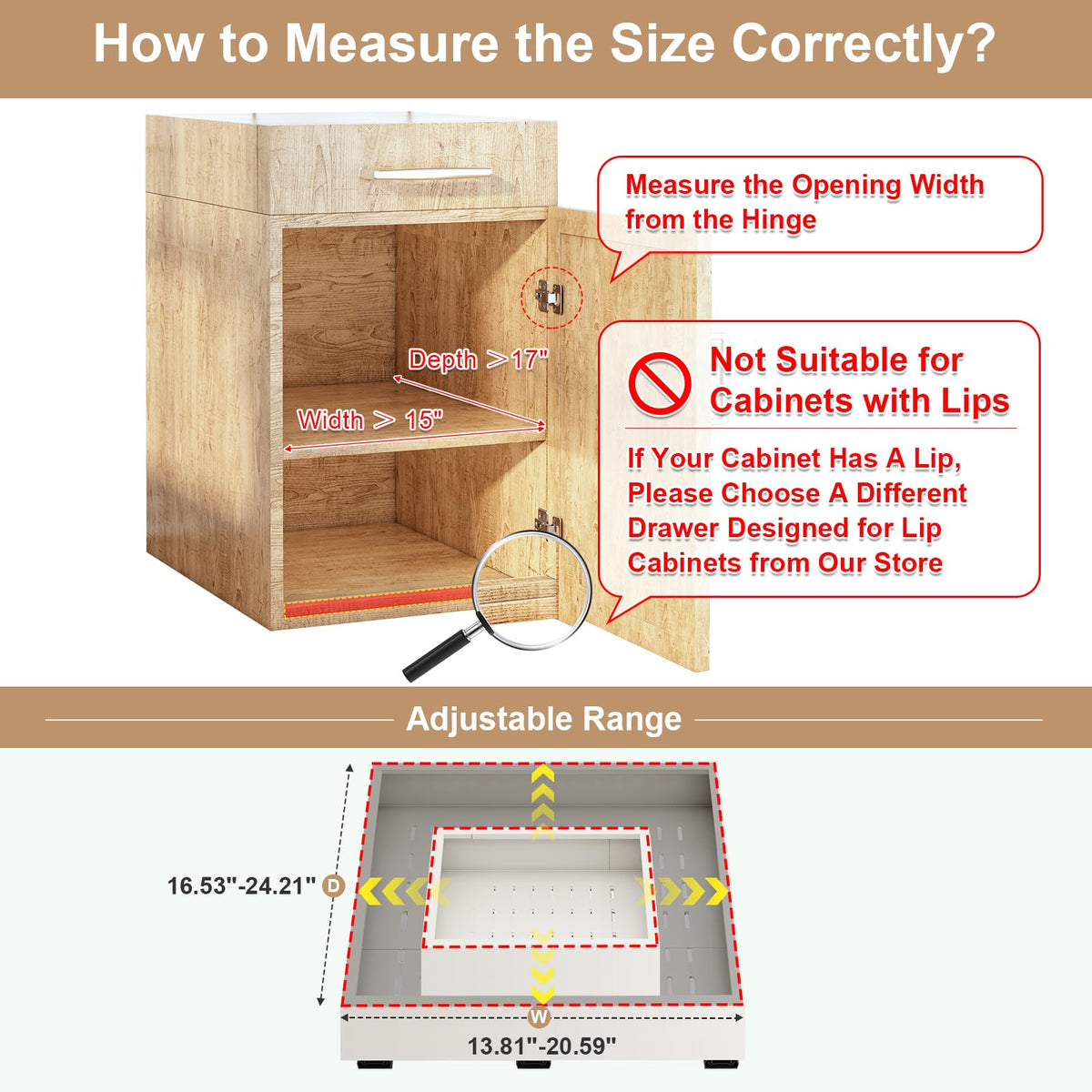Fokyfok expandable pull-out drawer demonstrates adjustable depth for different cabinet sizes