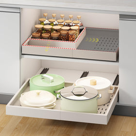 Fokyfok pull-out cabinet organizer with three rails for easy deep-cabinet access