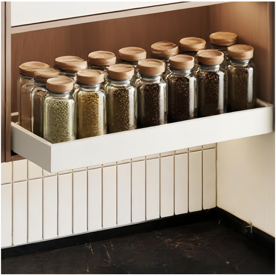 Fokyfok pull-out cabinet organizer extending shelf for easier pantry access
