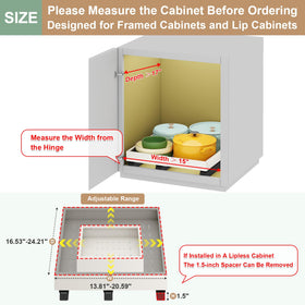 Three-rail slide-out drawer shown with cookware, highlighting smooth operation.