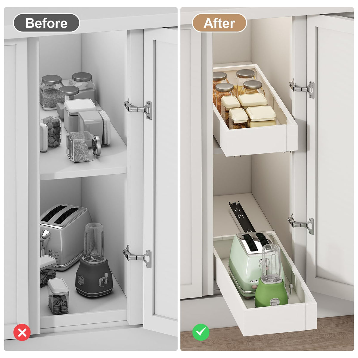 Fokyfok white kitchen organizer, sleek finish adds organized visibility.
