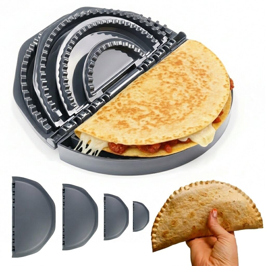 Foldspark 4-inch tortilla sealer in hand for compact sealing of small tortillas.