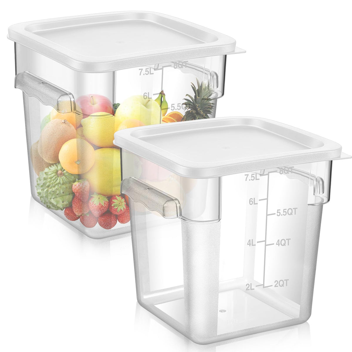 FoldTier 8 qt square container with lid, clear body for quick content identification