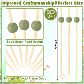 FoldTier 200-pack bamboo cocktail sticks for stylish drinks and desserts.