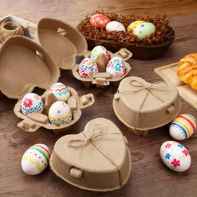 FoldTier natural paper pulp carton with jute rope for rustic display.