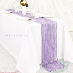 Foliafeel Lilac Cheesecloth Runner used in arch decoration backdrop