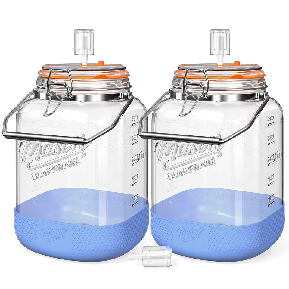 Folinstall 1-gallon fermentation jar front view with airlocks for airtight fermentation