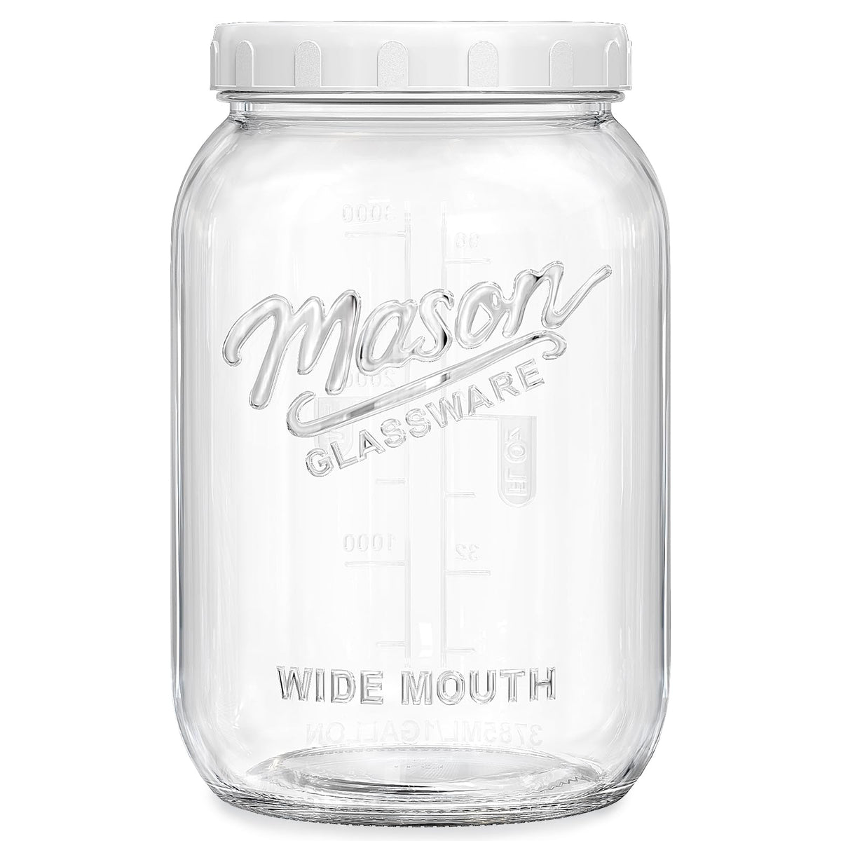 Folinstall 1 gallon glass jar with wide mouth for easy filling and measuring.