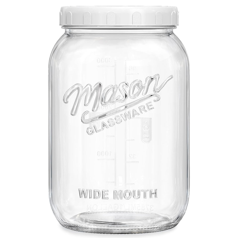 Folinstall 1 gallon glass jar with wide mouth for easy filling and measuring.