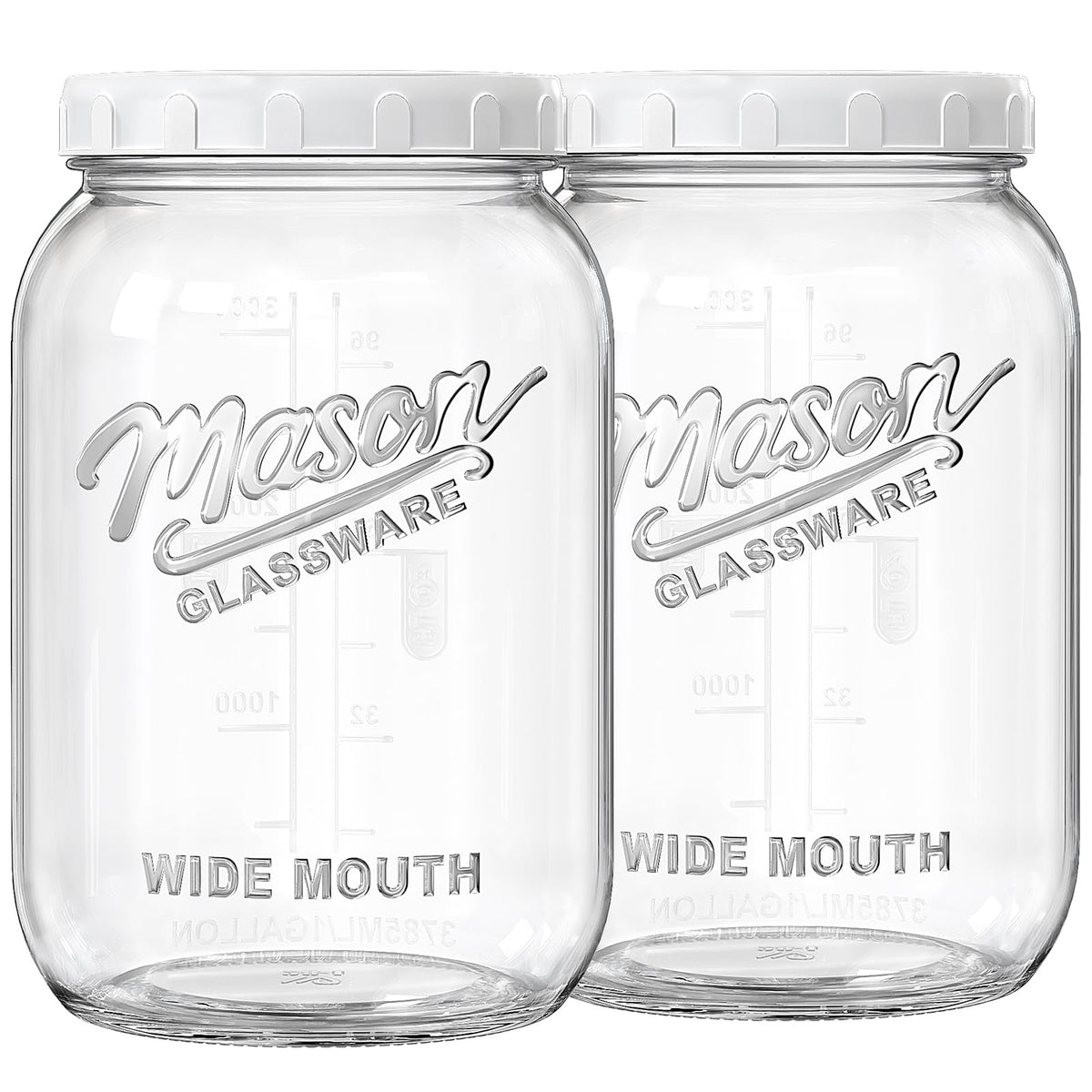 Folinstall 1-gallon glass jar with wide mouth lid for easy measuring and storage