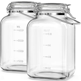 Folinstall 2-pack 1.5 gallon jars with airtight clip lid for secure, spill-free storage.