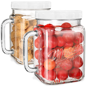 Folinstall 2-pack large mason jars with 74 oz wide mouth for easy filling and serving.