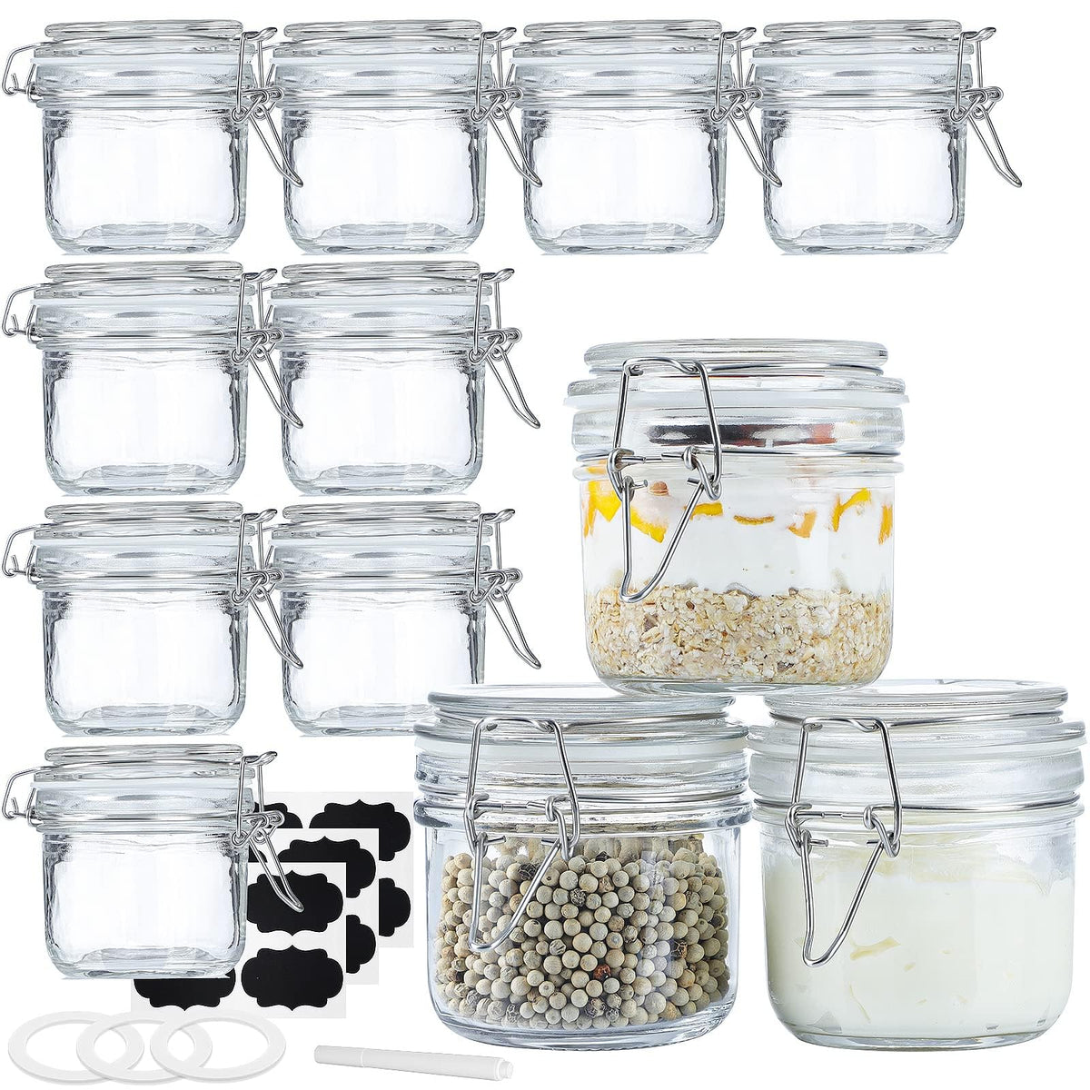 Folinstall 7oz glass jar with airtight lid for pantry storage and freshness