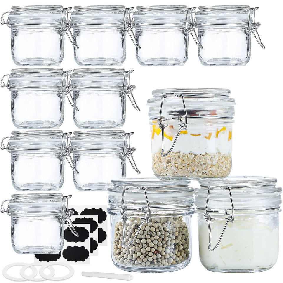 Folinstall 7oz glass jar with airtight lid for pantry storage and freshness