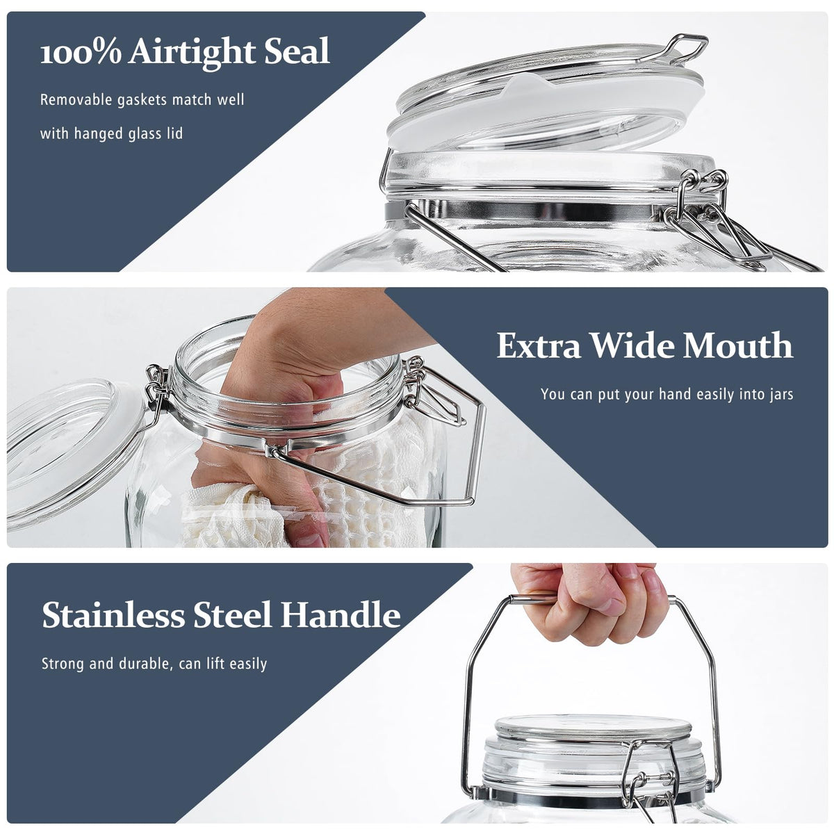 Folinstall airtight glass container for pantry or kitchen organization.