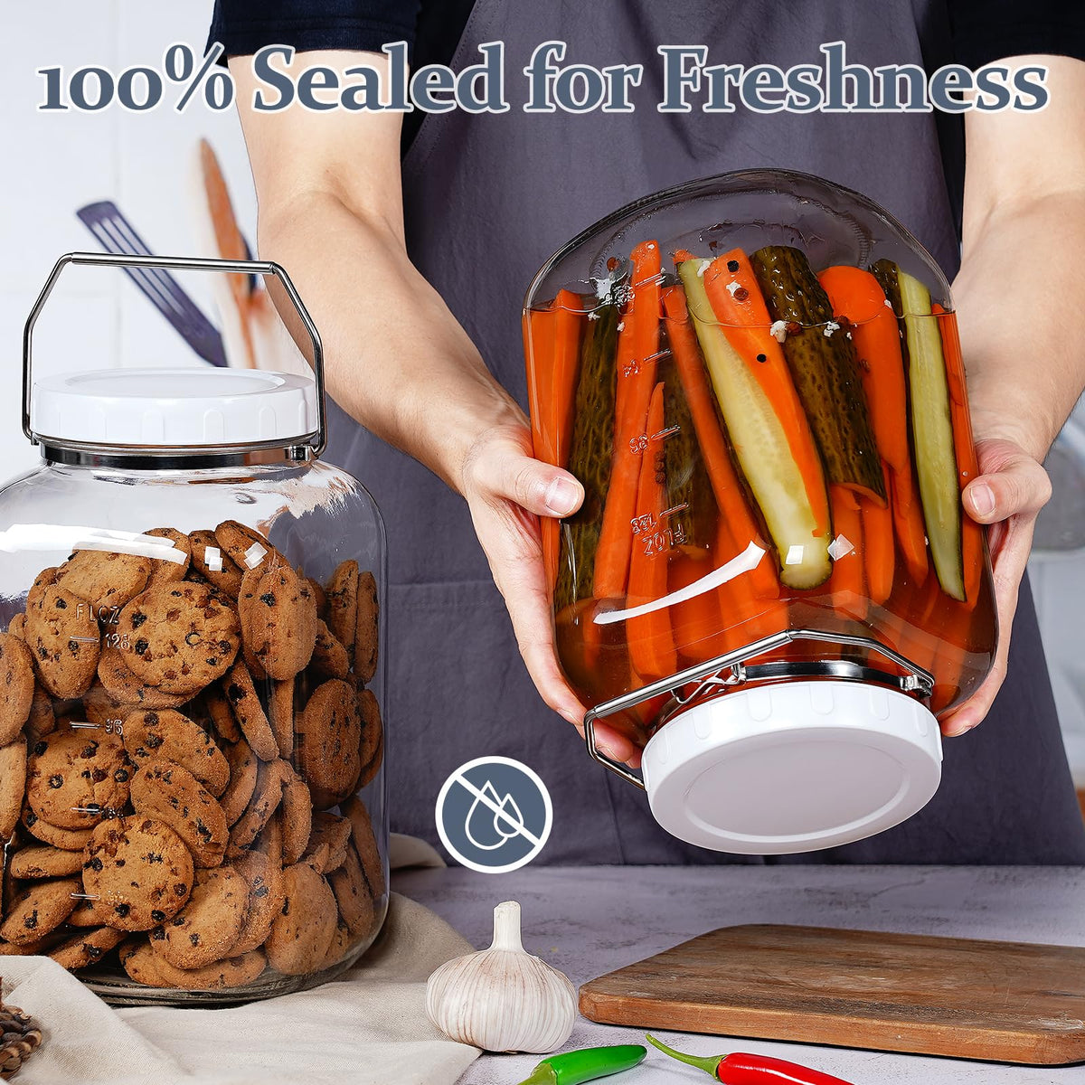 Folinstall airtight lid with silicone seal preserves freshness and moisture protection.