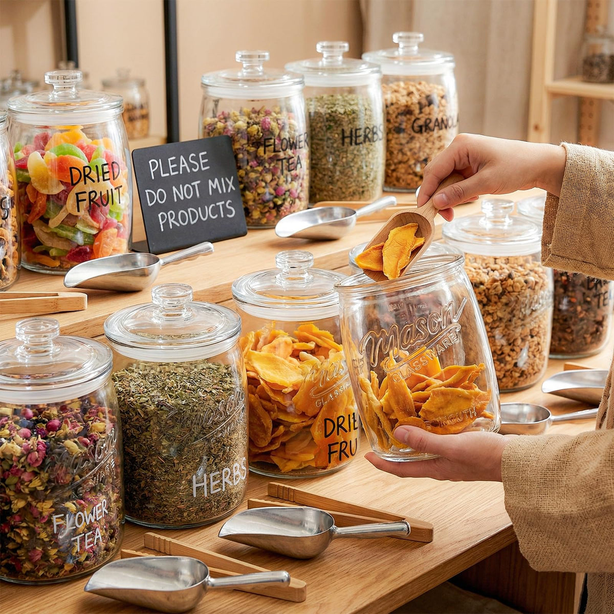 Folinstall cookie jar on countertop displays cookies neatly.