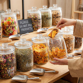 Folinstall cookie jar on countertop displays cookies neatly.