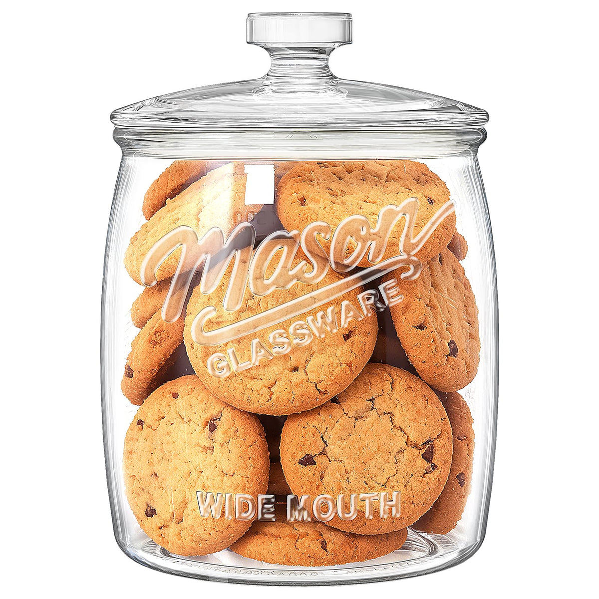 Folinstall half-gallon jar wide mouth enables easy bulk storage.