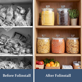 Folinstall kitchen-countertop pantry display for tidy storage and easy access.