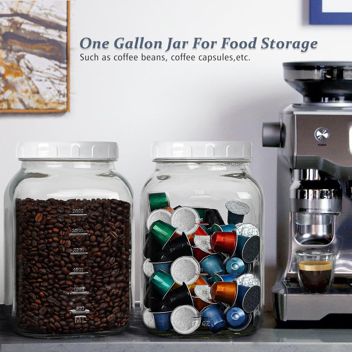 Folinstall large-capacity glass jar ideal for bulk foods.