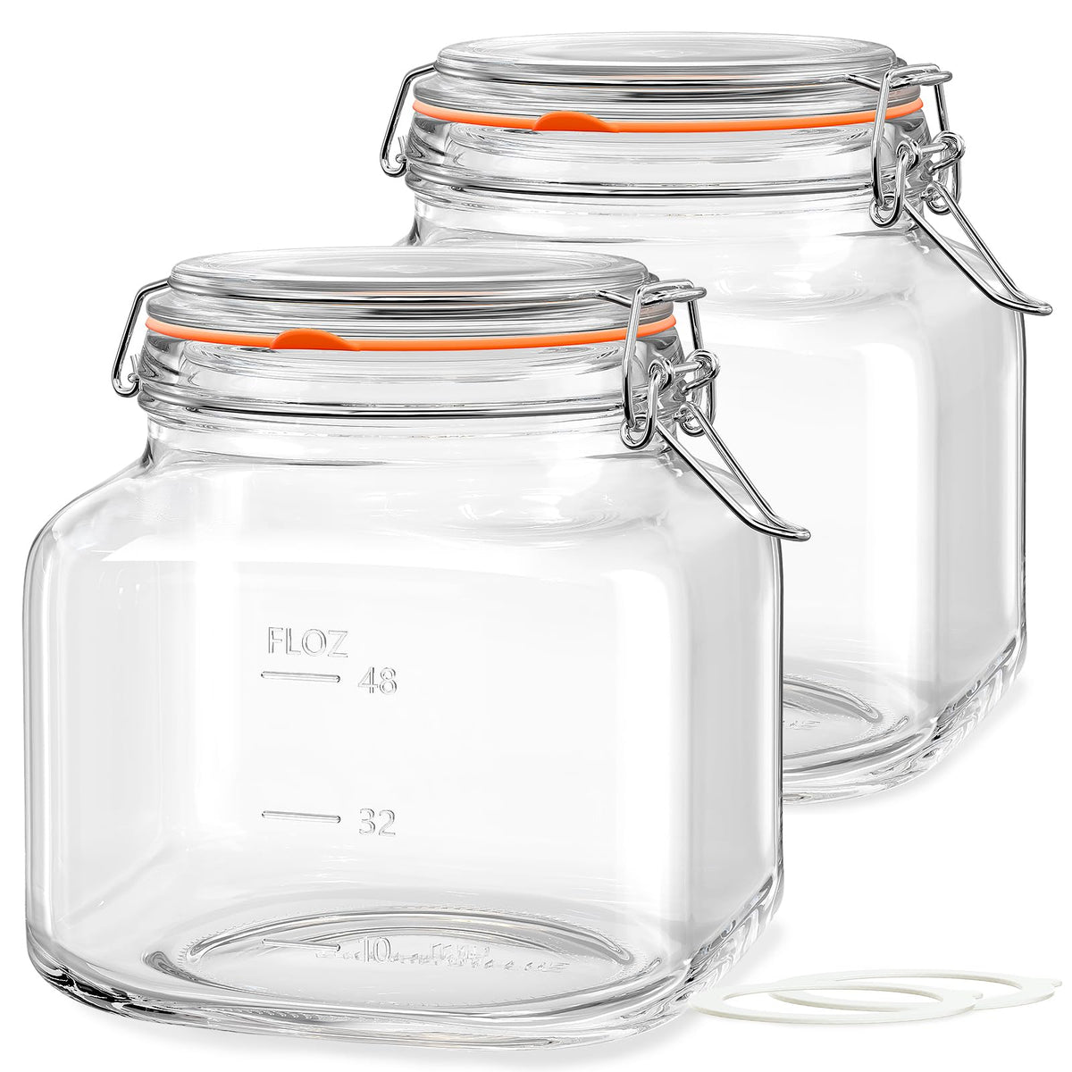 Folinstall large glass jars with airtight lids keep flour and cookies fresh.