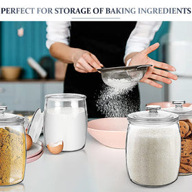 Folinstall 72 oz jar keeps pantry organized and ingredients easy to scoop.