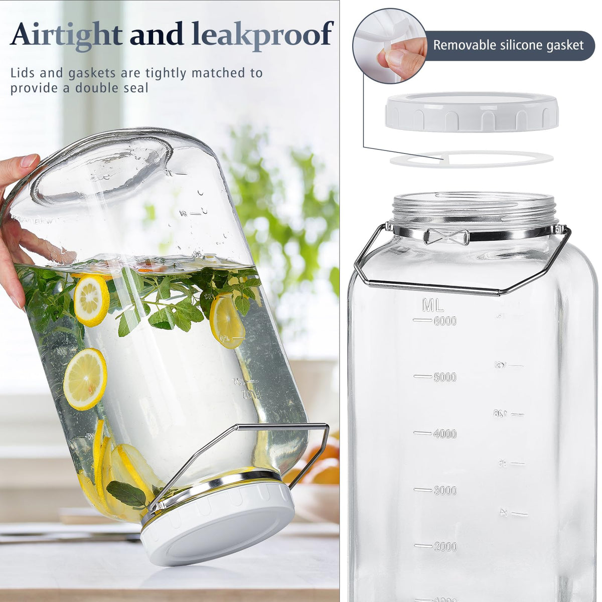 Folinstall 2-gallon jar ideal for pantry organization with visible contents.