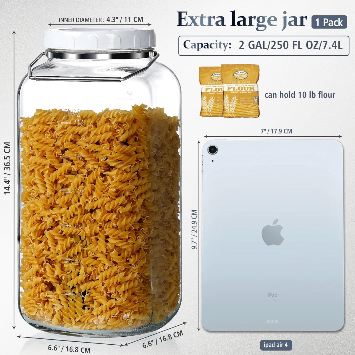 Folinstall removable stainless steel handle for effortless jar movement.