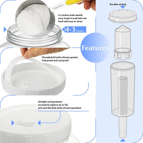 Folinstall jar features precise scale marks in ml and oz for measurement.