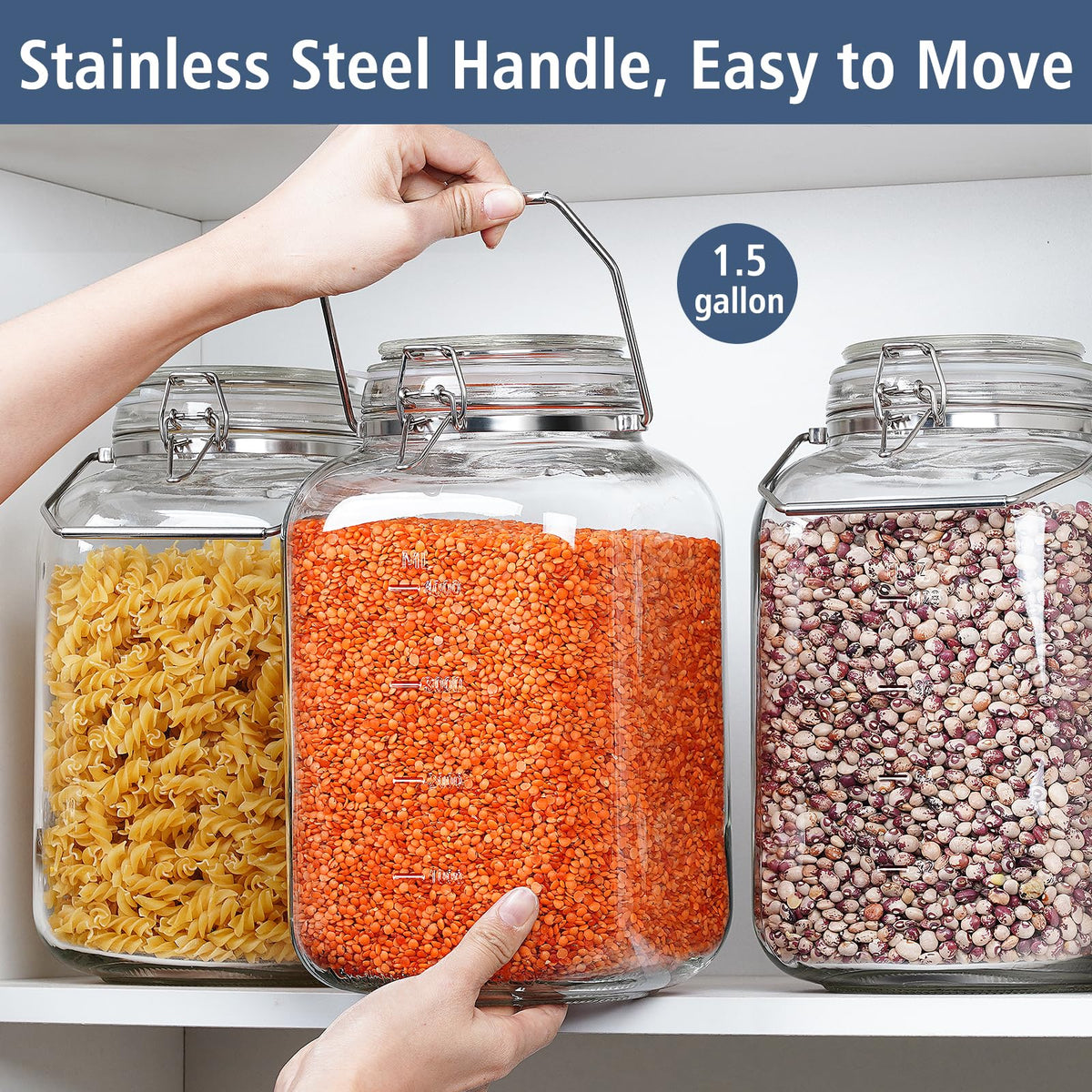 Folinstall square wide-mouth jar offers easy access for scooping and cleaning.