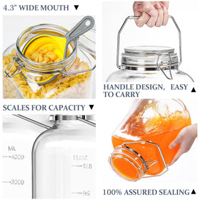 Folinstall glass jar with stainless steel handle enables easy transport around the kitchen.