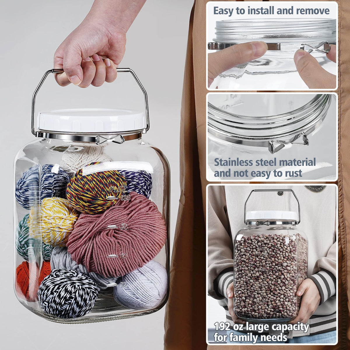 Folinstall large jars ideal for storing flour, cookies, and bulk items.