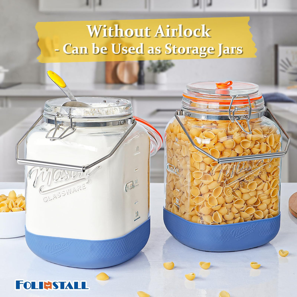 Sturdy stainless steel handles on Folinstall jars