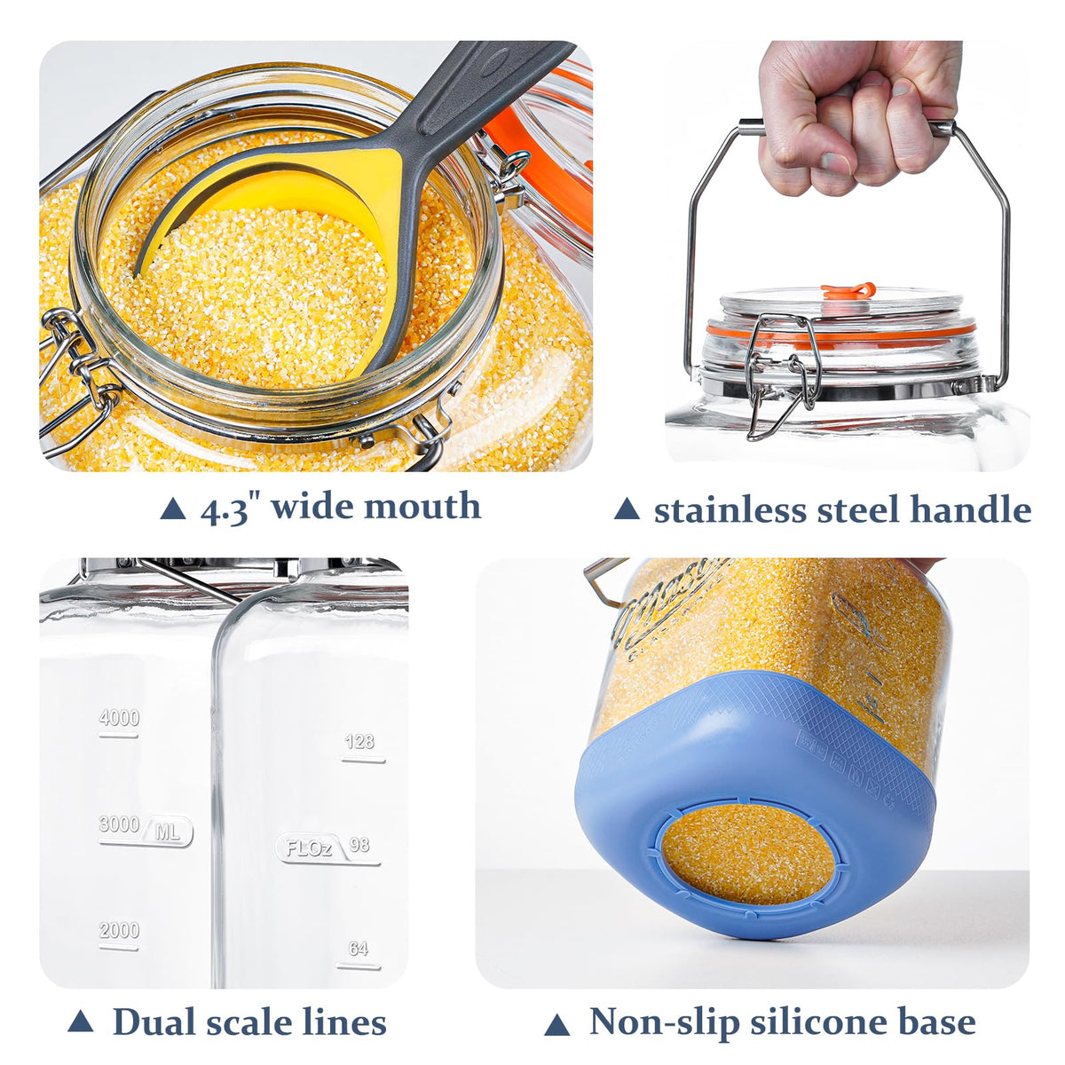 Folinstall wide mouth glass jar for easy filling and cleaning