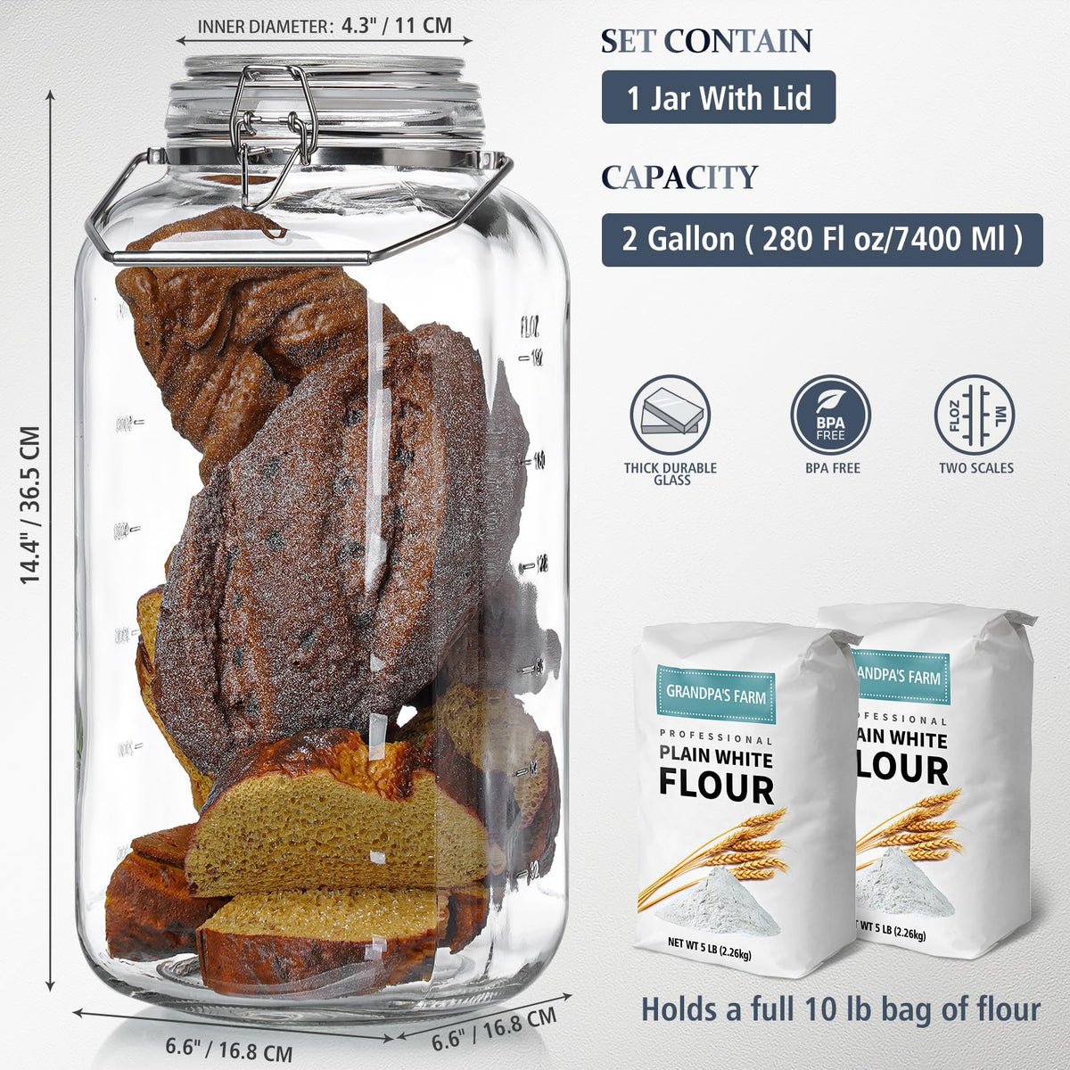 Folinstall wide-mouth 4.3-inch opening for easy scooping and filling.