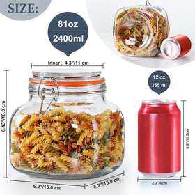 Folinstall wide-mouth square glass canisters provide easy access and pour control.