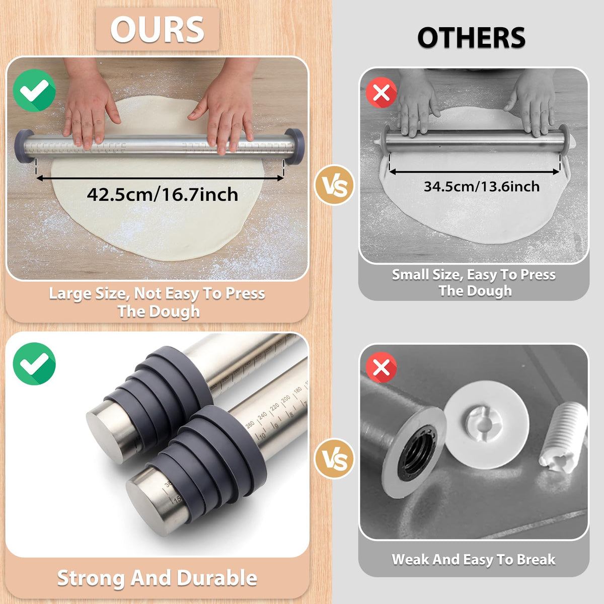 Folksy Super Kitchen rolling pin dishwasher safe for easy cleanup