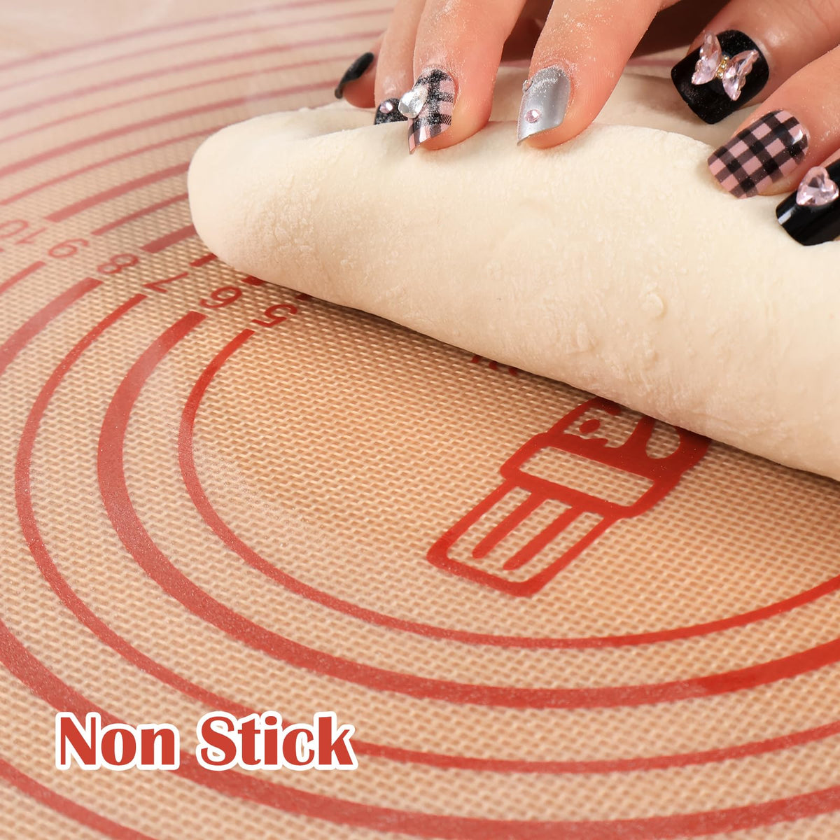 Non-stick silicone pastry mat surface for easy dough release