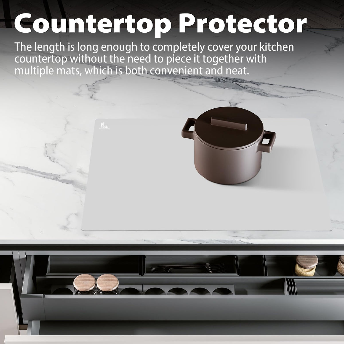 Folksy Super Kitchen non-slip surface stays steady during rolling tasks.