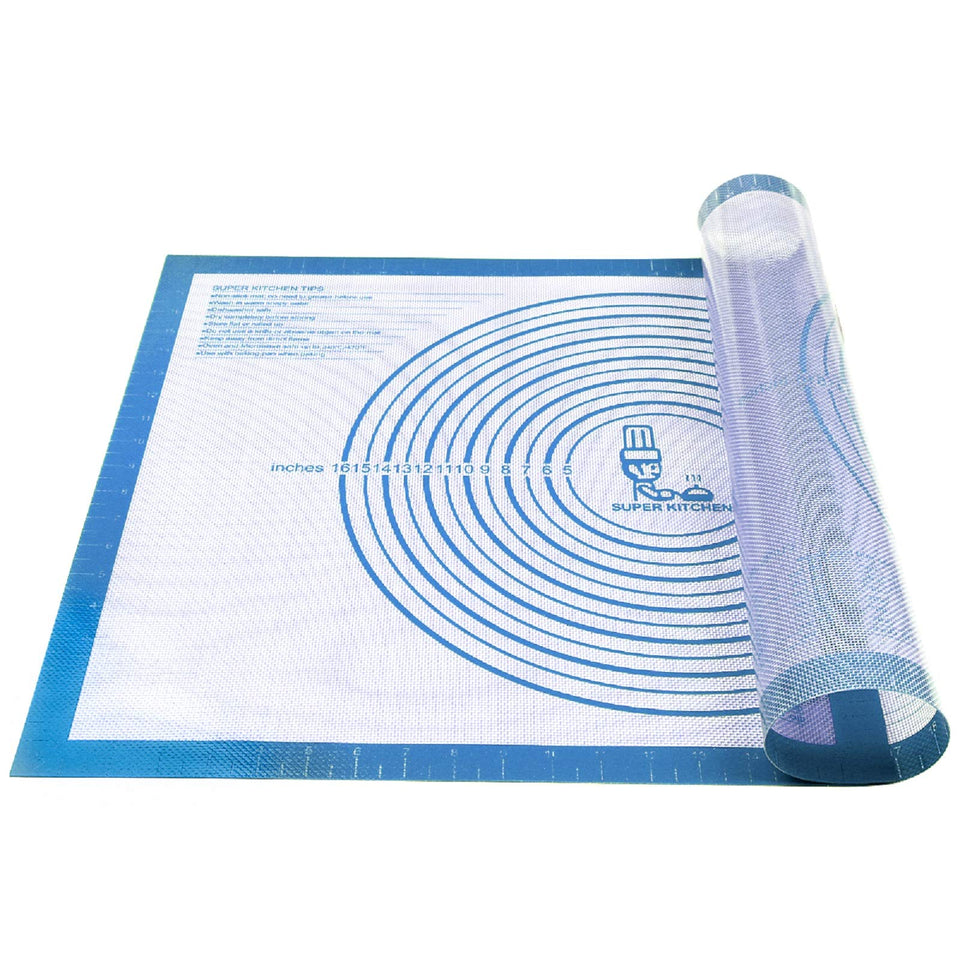 Folksy Super Kitchen nonstick pastry mat 28x20 blue enables smooth dough rolling and easy cleanup.