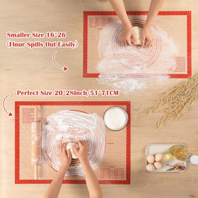Folksy Super Kitchen nonstick silicone surface prevents sticking during prep.