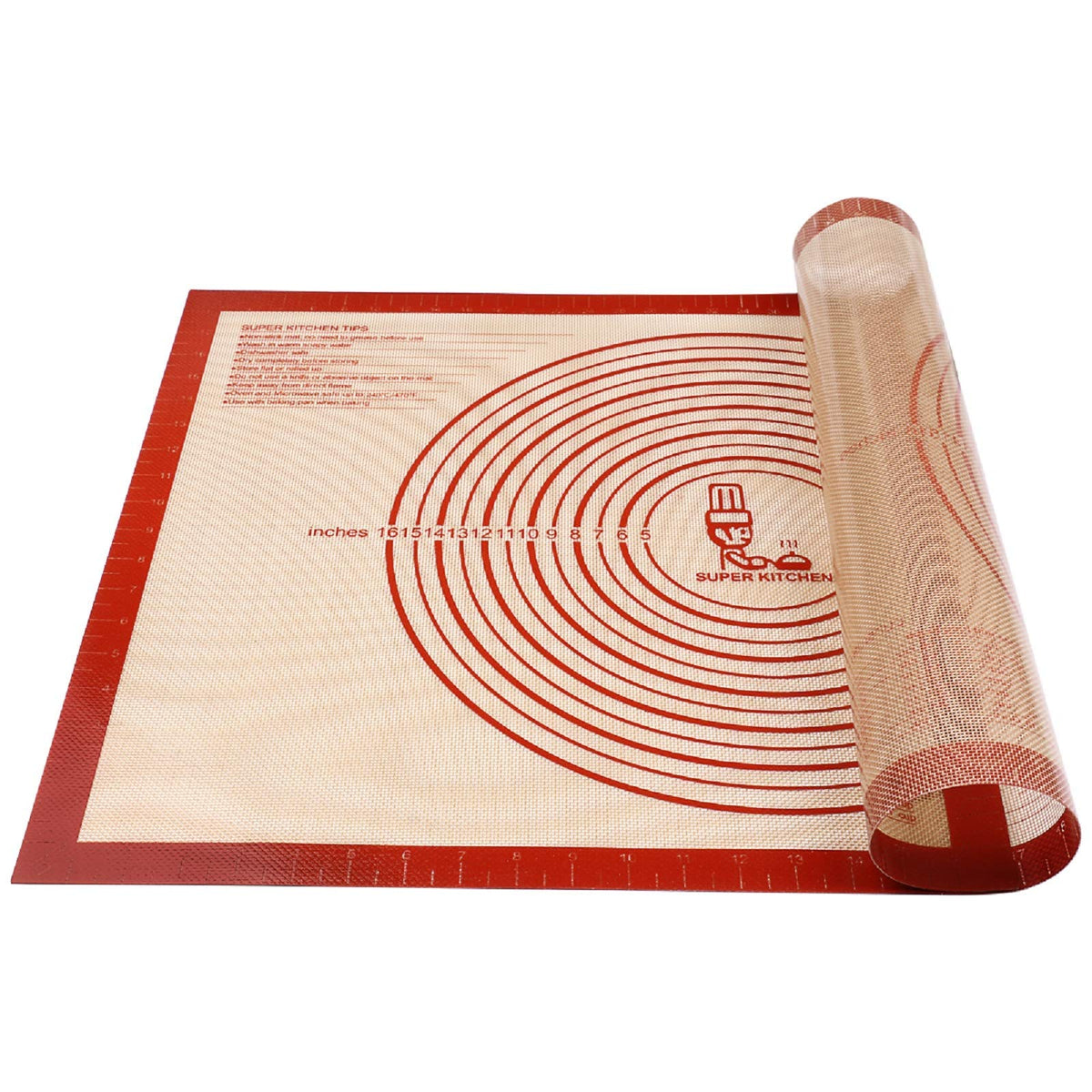 Folksy Super Kitchen pastry mat red 28x20 for smooth dough rolling.