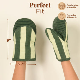 Folkulture matcha mitts highlight heat resistance up to 500°F.