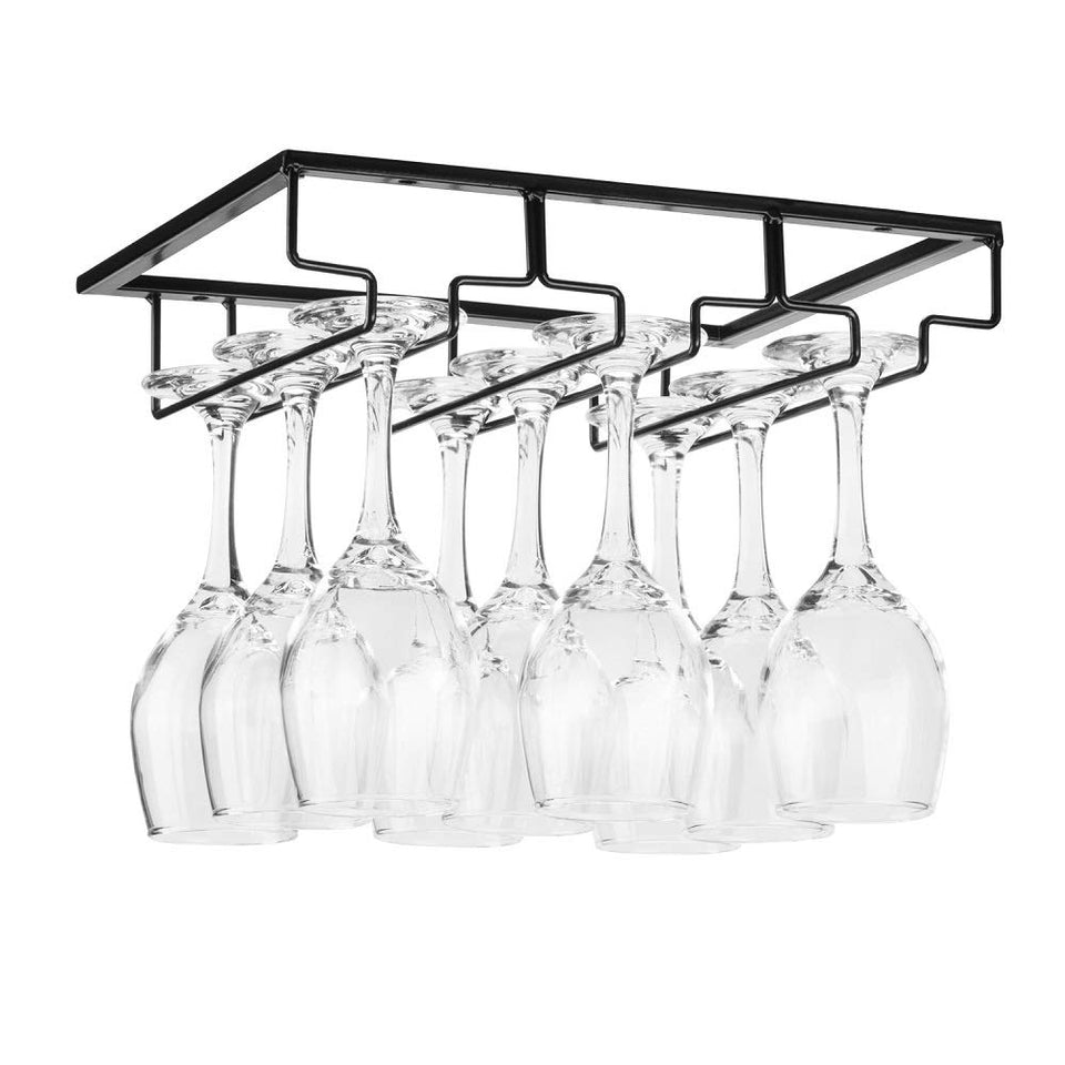 FOMANSH under-cabinet wine glass rack keeps stemware neatly stored and accessible.