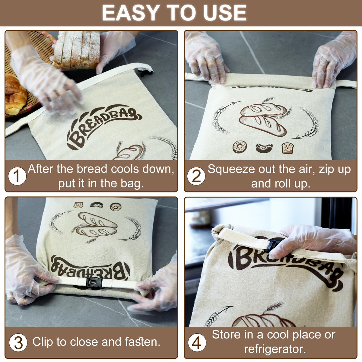 FONDFRAMORY sourdough bag reusable for everyday bread storage.
