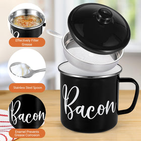 Fondpen enamel finish with spoon included for easy pouring.